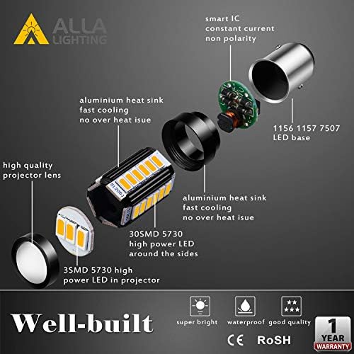 Alla Rasvjeta 2800LM BA15D 1004 1142 LED žarulje, Žuta signalna svjetla / Unutrašnja svjetla za brod, automobile, prikolice, kamperi, RVS 1076 1130 1172