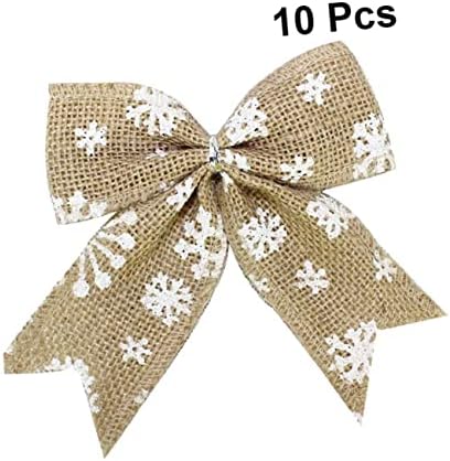 MagicLulu 10pcs Nativity ukrasi Adornom para de makenad burlap bowknot mini burlap Xmas Bowknot Rustic Dekorativni lukovi za božićno