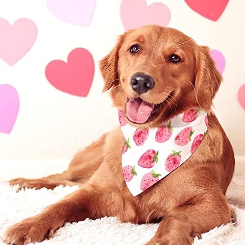Krunisana ljepota Dan zaljubljenih pas bandane veliki 2 paket, roze jagode podesivi trougao Holiday Plaid reverzibilni šalovi za srednje