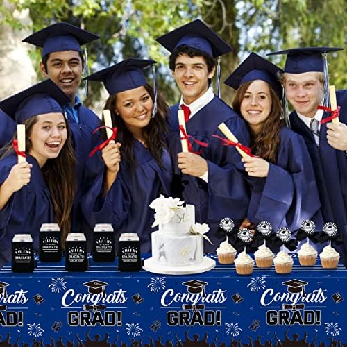 Erweicet stolnjak za diplomiranje plava crna 3 kom, ukrasi za diplomske zabave 2023 Plava Crna čestitke Grad stolnjak Plastična klasa