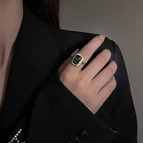 Zeleni simulirani smaragdni izraz prsten ženski klasični dragulj od kamena zaručnički nakit veliki Kristal vjenčani otvoreni prsten