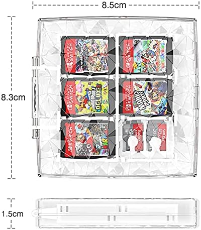 Heystop Dijamantska torbica za igre kompatibilna sa Nintendo Switch igrama, Zaštitna kutija sa 12 slotova sa držačem za 2 SD kartice,