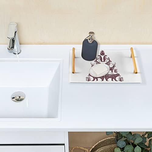 Dallon akril kupatila, pravokutni božićni drvnje životinjski jelen Bear Penguin Rabbit_315738713 Dekorativne ladice sa zlatnim ručicama