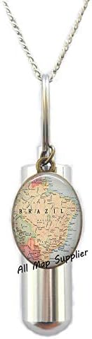 AllMapsupplier modna kremacija urna ogrlica, brazil Mapa Urn, Brazil Urn, Brazil Karta Nakit, Brazil Kremat Urn Ogrlica, Brazil Lanac,
