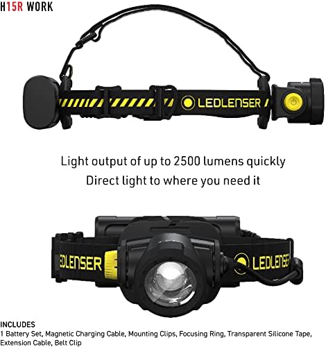 LEDLENSER, H15R Radne punjive glave, 2500 lumena, napredni fokusirani sustav, konstantna lampica, magnetni punjenje, vodootporan,