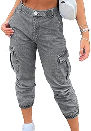 Ženski teretni traperice visokih struka vintage dečko olovke traper hlače Slim Fit isprao joggers jean sa džepovima