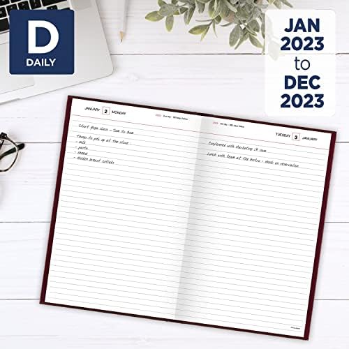 Na prvi pogled 2023 dnevni dnevnik, standardni Planer dnevnik, 12 mjesec, 7-3 / 4 x 12, veliki, tvrdi povez, crveni
