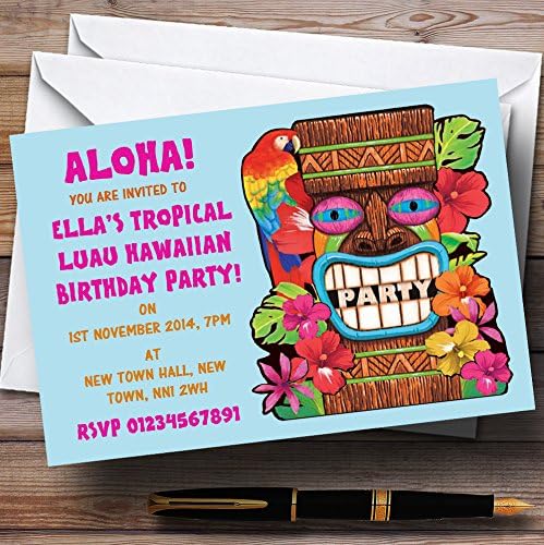 Aqua Tropical Luau Hawaiian Personalizirane pozivnice za zabavu