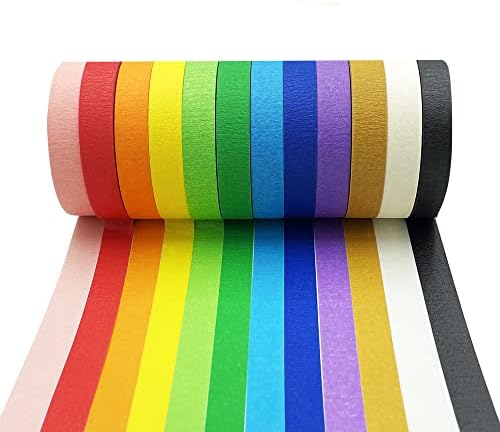 Sunsunstar 12 obojeno ukrasne maskirne trake odlične za umjetnost i zateme, označavanje i kodiranje boja, postavite farbanje trake u boji za obrtna umjetnička umjetnička papira za ukras slikanje Rainbow Painter Rolls