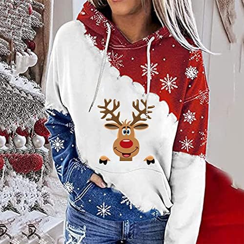 Colorblock Hood teen djevojka manžetna s dugim rukavima Crewneck Holiday Božićni sladak s kapuljačom s kaputama ženski yb