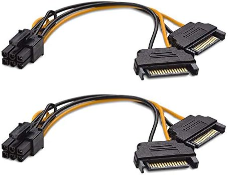 Kabelska kabela 2-pakovanje 6 pin PCIe do dual SATA kabela za napajanje 4 inča, 2x sata do 6 pin PCIe