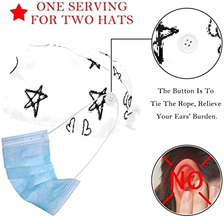 Deyya 2 paketi Podesiva radna kapa s duksevima s gumbom za medicinske sestre za žene Ponytail Hat sretan Božić