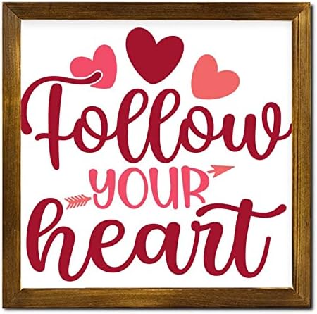 Valentinovo slatki citati Zidni znak Slijedite svoje srce retro zida Art Farmhouse Početna Dekor Žene Valentines Dnevni znak Drveni