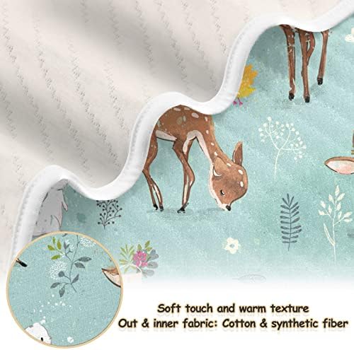 Swaddle pokrivač jelena zečevi pamučni pokrivač za dojenčad, primanje pokrivača, lagana mekana prekrivačica za krevetić, kolica, rakete,