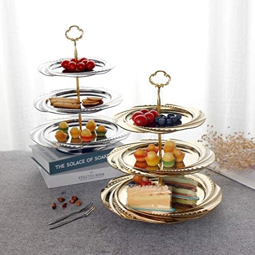 3 slojeviti stalak za posluživanje-stalak za torte od nerđajućeg čelika voće deserti Buffet ploče poslužavnik Cupcake stalak za vjenčanje, Rođendanska zabava & amp; poklon za čajanku Božićna dekoracija