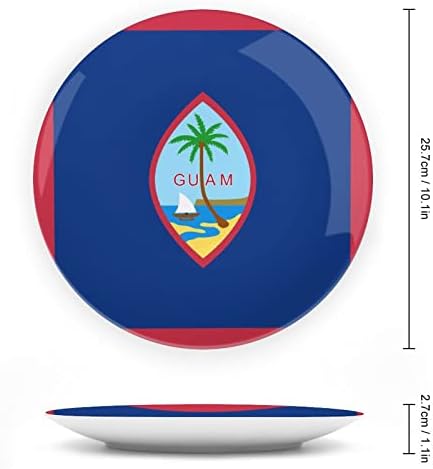 Guam zastava Vintage dizajn kosti Kina Dekor ploča sa postoljem okrugla ukrasna ploča Početna stranica Wobble-ploča
