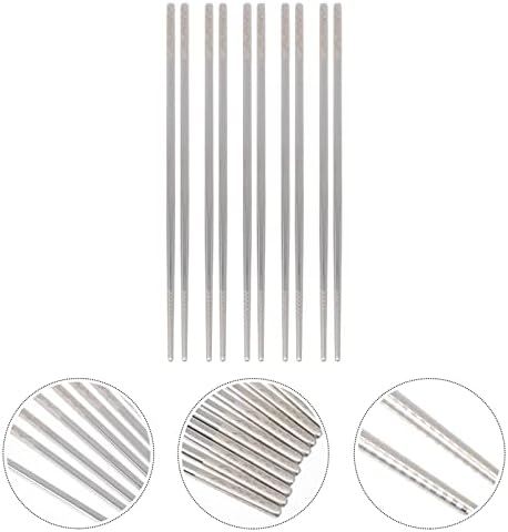 Metalni štapići korejski perilica od nehrđajućeg čelika Suđa sef: Kineski japanski korejski štapići 5 para metalni štapići kuhanje
