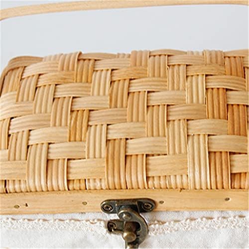 TJLSS japansko ručno tkano od rattana košara od drveta sa krpom s rukom poklon kutija za košaru Sundries Storage