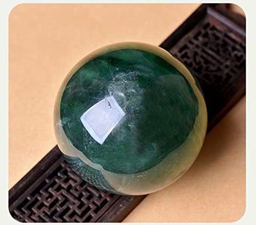 Goobix Jade Crystal sfera zelena kremenska kristalna kugla zelena fluorita ljekovita dragana sfera sa ukrasnim drvenim štandom za
