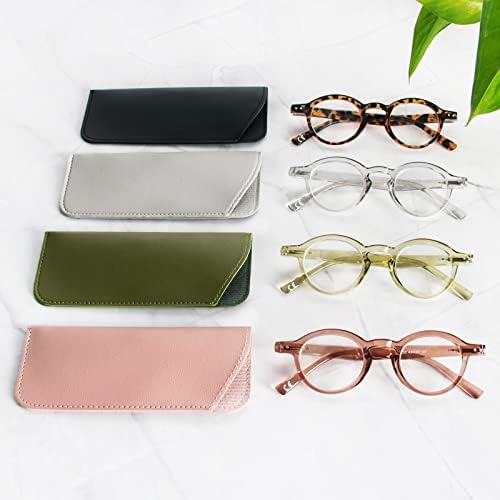 KoKoBin 4-pakovanje malih okruglih naočara za čitanje udobnih čitača u boji stilski okvir za žene