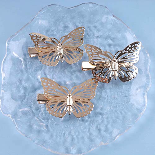 Allereyae Vintage Metal Butterfly Hair Clip Hollow Butterfly Hair igla Barrette Metal Butterfly Head Clip Headwear Decorative Bobby