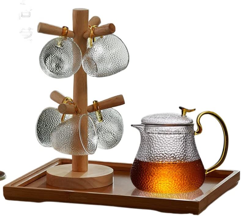 Lemail Wig Hammer Glass Mali teacups 6 pakovanja Kuća sa čašama Japanski stil čajnik 锤纹 玻璃 小 茶杯 6 式 装 家用 带 把 杯子 日式 泡 茶壶
