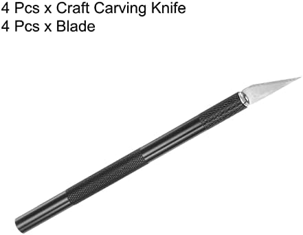 Uxcell Art Craft Knife Set, 4kom nož za rezbarenje sa 4kom metalne oštrice za scrapbooking Stencil hobi DIY, metalna ručka Crna