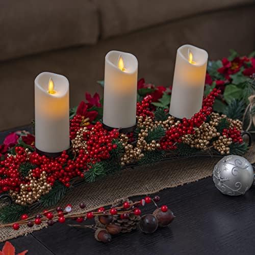 Ornativity Božić dekor svijećnjak-Božić tematske svijećnjak centralni dekoracije sa crvenim i zlatnim bobicama i Evergreens