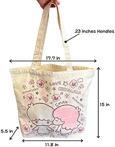 Eitai T029 SANRIO Little Twin Stars slatka torba, torba za kupovinu, kuhinjska torba za višekratnu upotrebu, 13,3 in x 11,8 in x 5,5