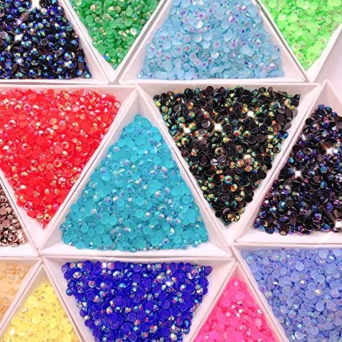 5000KOM 2mm Jelly AB okruglo ravno dno više boja Gems Glitter smola Rhinestones za DIY Nail Art / Garment Decoration -