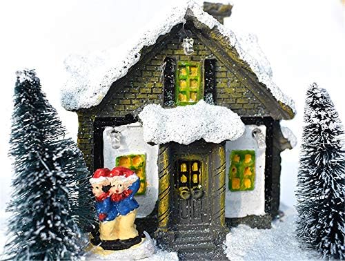 ZJDU osvijetljena Snježna kuća Božićni dekor - LED osvijetljene Božićne kolekcionarske zgrade, minijaturni ukrasi zimski dekor,Dječiji