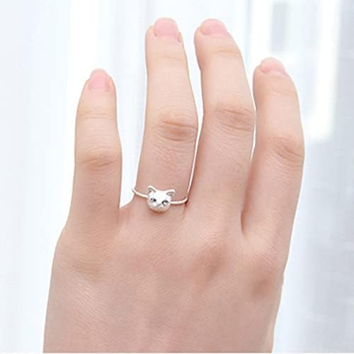 WYBAXZ zvijezda prsten za kćer Korejski verzija Exquisite slatka realistična mala mačka životinja prsten za žene Rave prsten