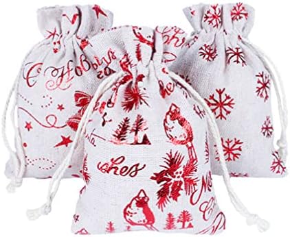 Pečat naljepnice Božić Advent odbrojavanje kalendar torbe: Drawstring Advent Candy torbe Božić odbrojavanje fabric torbice 24 dana