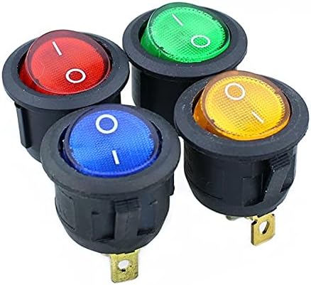 Lyvi KCD1 okrugli crveni, žuti i plavi zeleni 3pin SPDT ON / OFF Rocker Power prekidač AC 125V / 10A 250V / 6A sa svjetlom