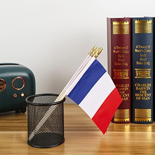 Lebei mala Francuska Francuska Zastava Mini ručni štap zastave 4x6 inča 12 pakovanje, plavo bijelo