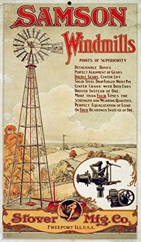 INFINITE PHOTOGRAPHS 1880s Foto: Samson Windmills |Stover Manufacturing Company | Windmill Motor / dupli zupčanici | Vintage Photo