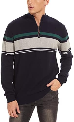 Magcomsen muški džemperi 1/4 zip up casual prugasti pulover polo štepe pada zimske dukseve