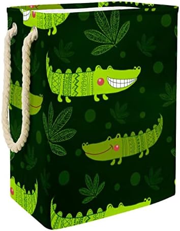 Cute Gator krokodil uzorak korpe za veš torbe ugrađena podstava sa odvojivim nosačima sklopiva korpa za veš za organizaciju odeće