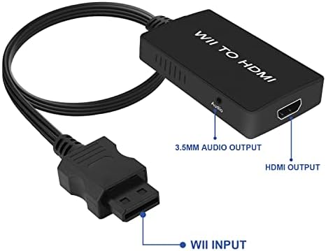 Tgwbawm Wii na HDMI Adapter sa HDMI kablom, 1080p Wii na HDMI konverter izlaz Video Audio sa 3.5 mm Jack Audio, podržava sve Wii režime
