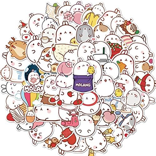 SYINGY 50 kom / Set slatki Molang Rabbit Anime japanske vodootporne PVC naljepnice Scrapbooking DIY naljepnica za dopisnice Kawaii