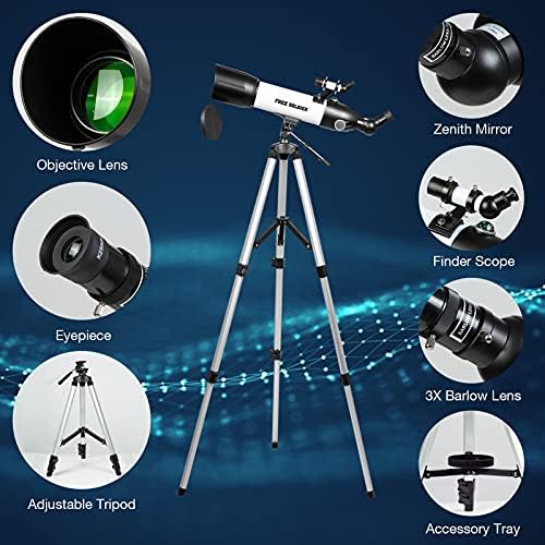 Free SOLDIER Telescope za odrasle & amp; djecu - 60mm otvor blende 600mm prijenosni astronomski teleskop za gledanje mjesec moćan