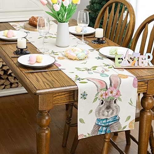 Siilues Uskršnji trkač za stol, ukrasi za uskršnje zečice šareni Uskršnji trkač za stol Sezonski Proljetni praznični dekor za unutrašnje