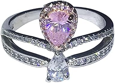 2023 Exquisite Pink Diamonds Cirkon prsten Set za žene zaručnički prsten Nakit Pokloni akrilni prstenovi Veličina 8