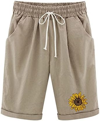 Comigeewa Womens Hratke Hlače hlače Shorts Posteljina Print Relapoženi fit bljesak širokog noga Bootcut Ljeto Fall 2023 Moda odjeće