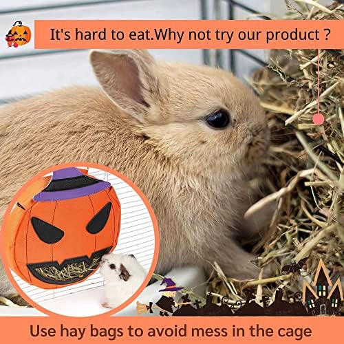 Janyoo hranilica za zečje sijeno Halloween pribor za zamorce torba za sijeno viseći stalak za činčilu male životinje