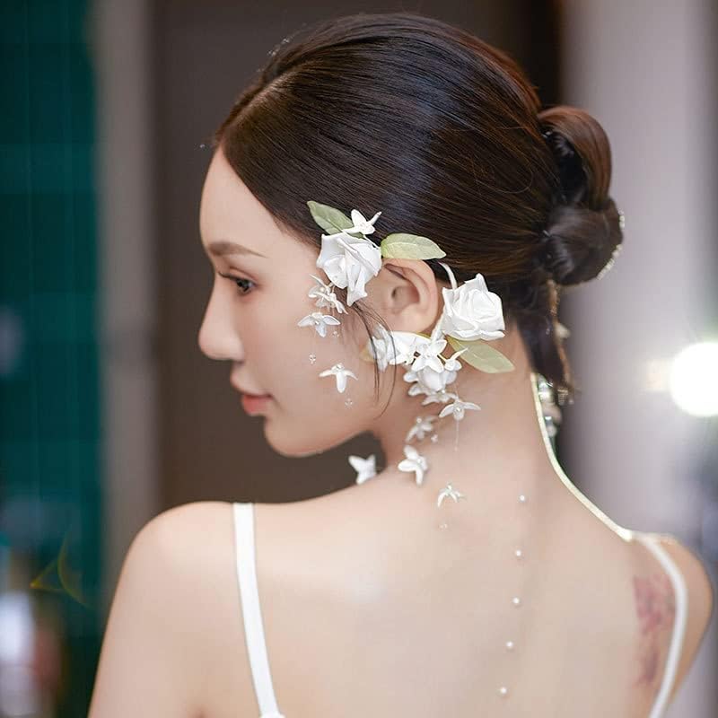 Bridena kosa za kosu u ušima Bočna ukras za kosu žene mladenke cvijeće začepljene uši vjenčani dodaci za kosu