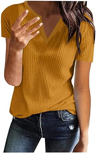 Teen Girls Brunch bluza s kratkim rukavima Vneck pamuk Basic Loose Fit Relaputed Fit Top Tee za žene Ljeto Jesen Uy Uy
