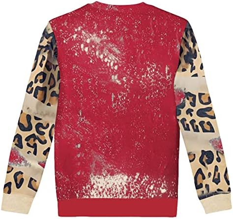 Shusuen Valentinovo tiskani duks za žene mekane i udobne osnovne pulover Crewneck Leopard Hoodies za spajanje