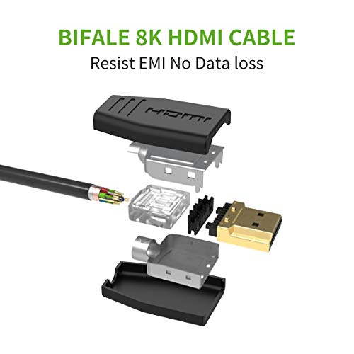 BIFALE 8K HDMI kabl 3ft 2pack, HDMI kabl 2.1 Podrška 8k @ 60Hz, 4k @ 120Hz, ultra-brzina 48Gbps, dinamički HDR, Earc kompatibilan