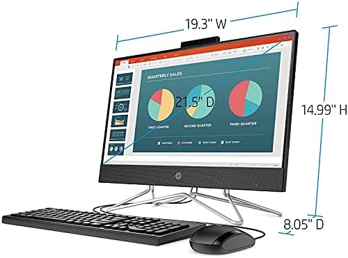 HP 2022 22 '' all-in-one aio fhd ips desktop dual-core amd athlon srebrna 3150U 8GB DDR4 RAM 256GB M.2 NVME SSD HDMI RJ45 WiFi AC